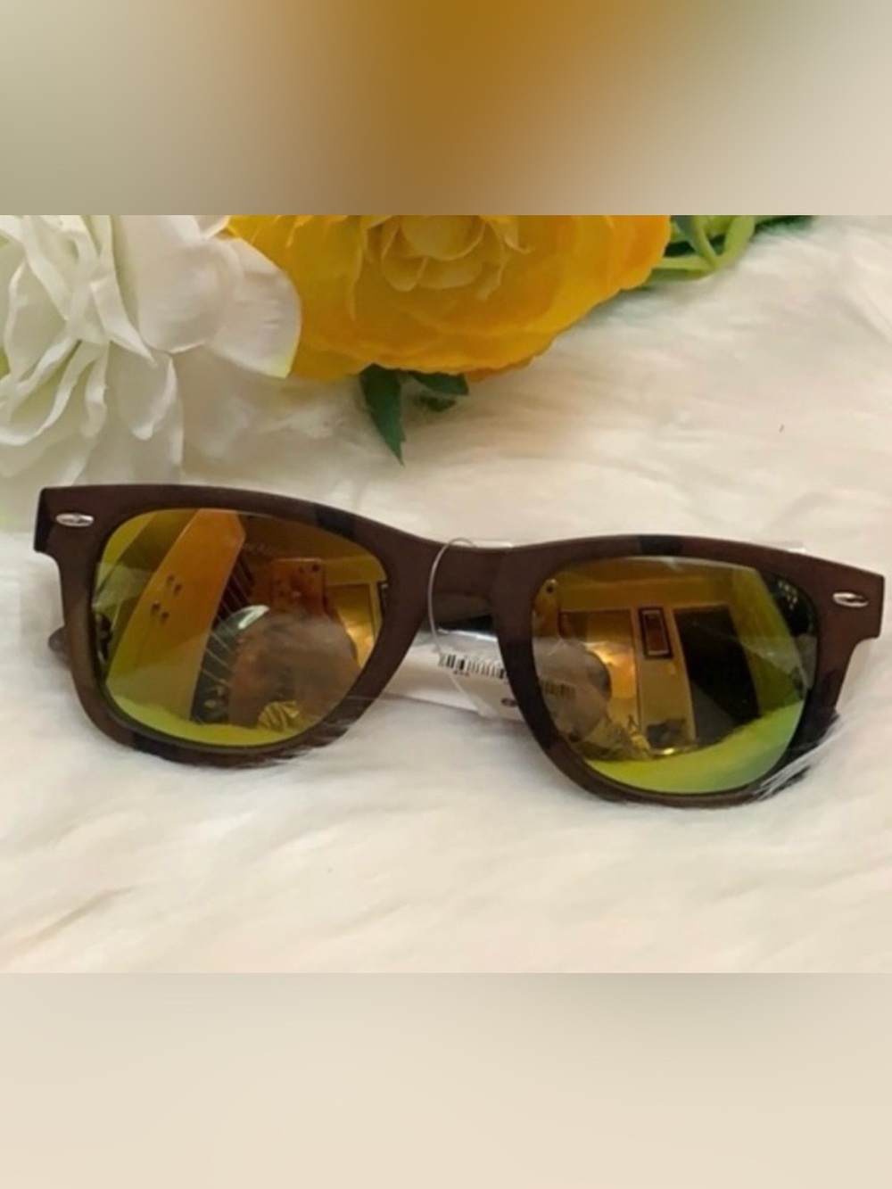 Brown Camo Print Sunglasses & Yellow Lens NEW!